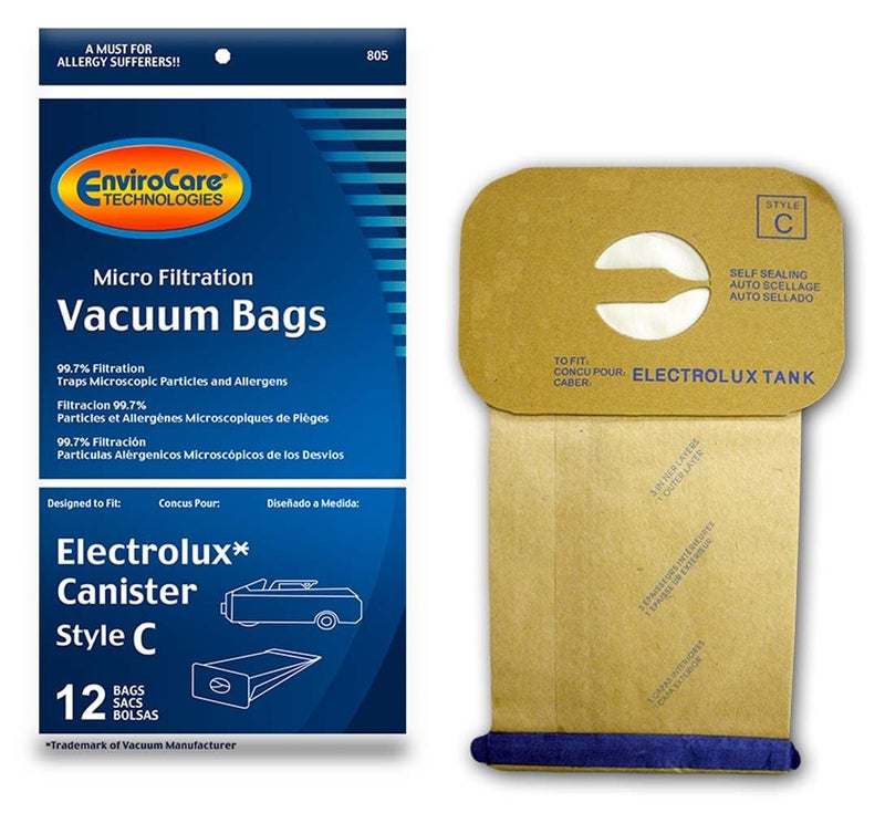 ENVIROCARE 12 كيس مكنسة كهربائية من إنفايروكير لتناسب أكياس نوع C من أيروس/إلكترو لوكس - Image 1